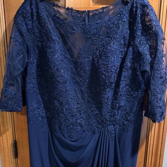 Mother of Bride Floor Length Navy Dress - Picture 3 of 7
